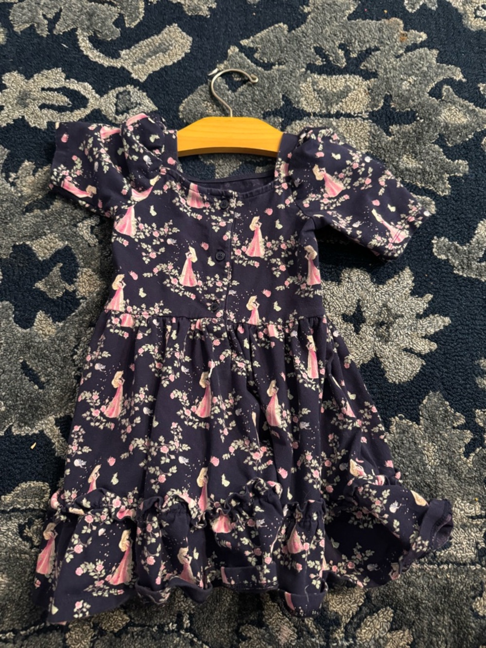 Janie and Jack Navy Dress Disney Princess Aurora & Floral Print